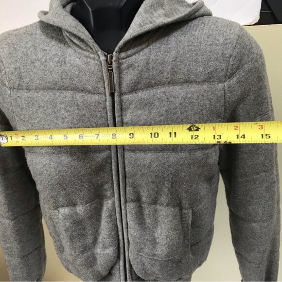 VINCE Quilted Cashmere Wool Hoodie Knit Jacket Puffy Cotton Sweater Zipper Cozy - Picture 16 of 16